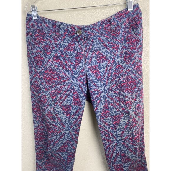 Cabi Straight Leg Floral Pants Womens size 8 Purple Casual Career Office Boho - Picture 10 of 11